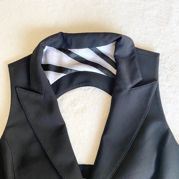 VTG BEBE Vest Waist-Coat w/ Back-keyhole Design Black - Picture 5 of 15